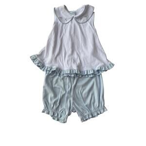 Auraluz Girls Blue/White Sleeveless Top And Short Set Size 3T